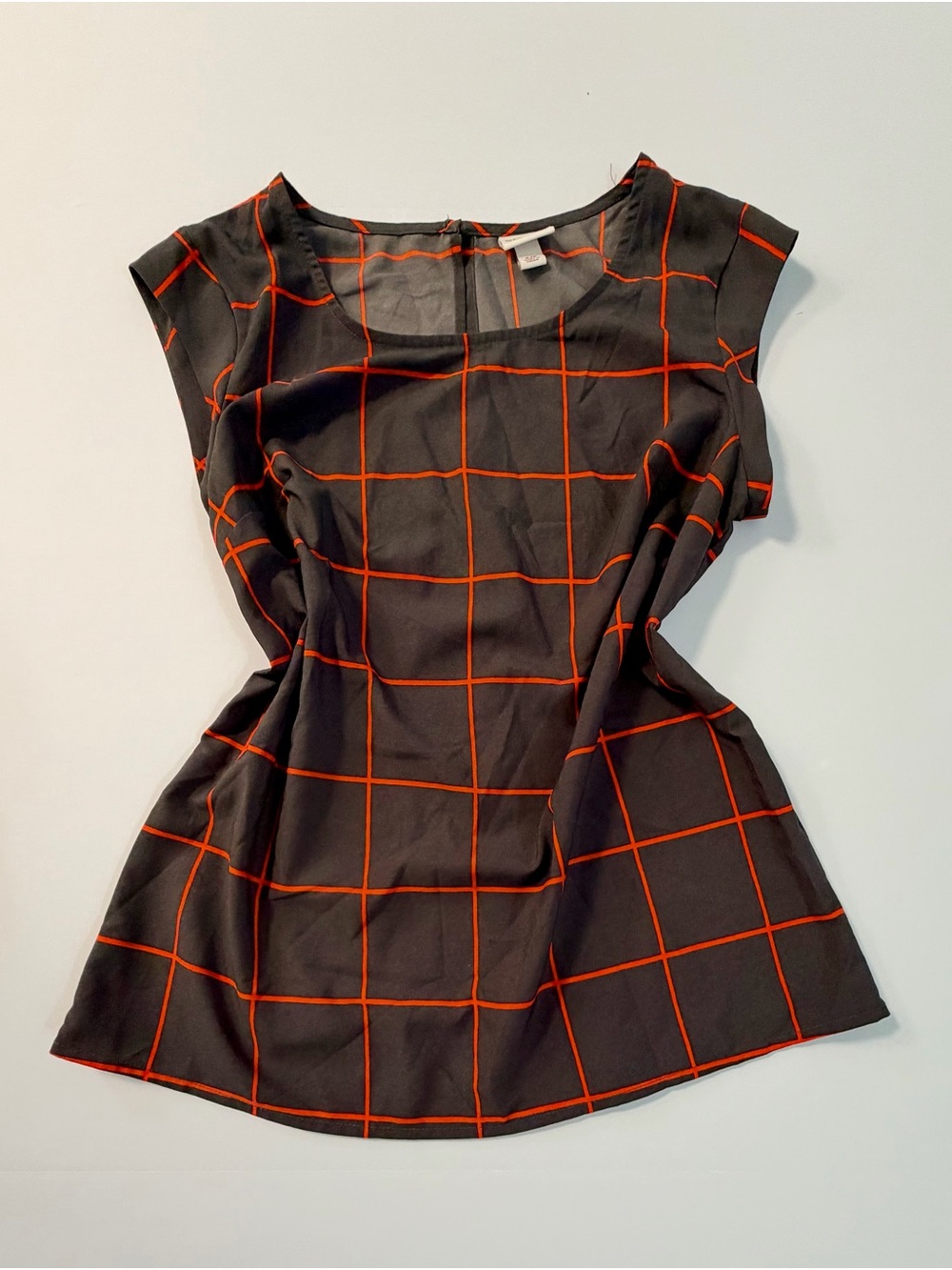 Merona Black Midi Dress with Red Windowpane Grid